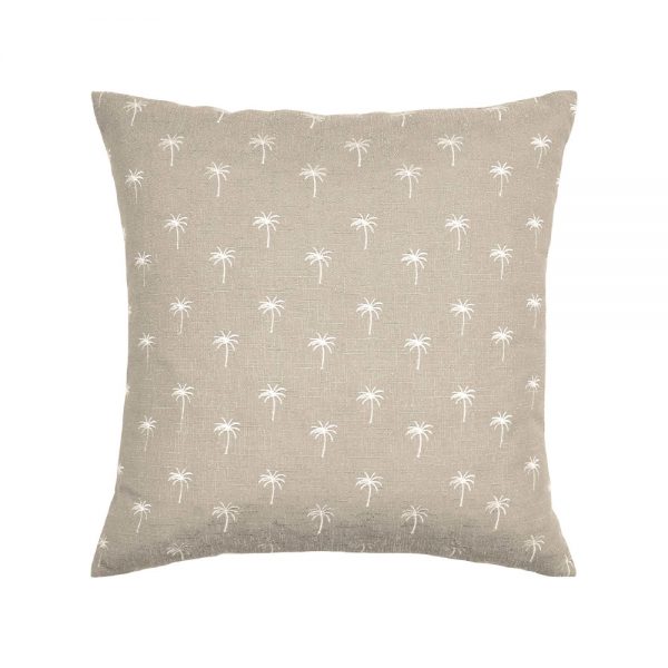 Palm Tree Embroided Ochre Cushion
