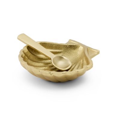SCALLOP GOLD SALT DISH + SPOON