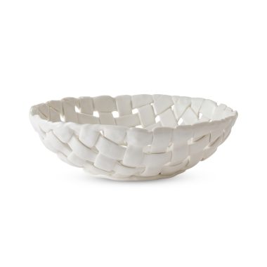 WOVEN CERAMIC WHITE BOWL