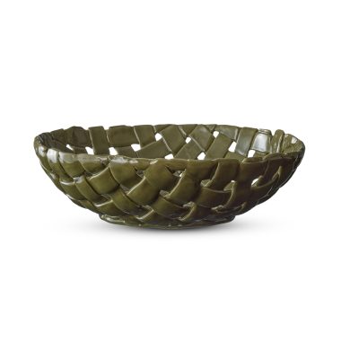 WOVEN CERAMIC GREEN BOWL
