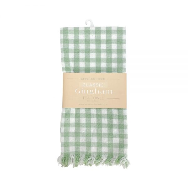 Classic Gingham Tea Towel-Sage