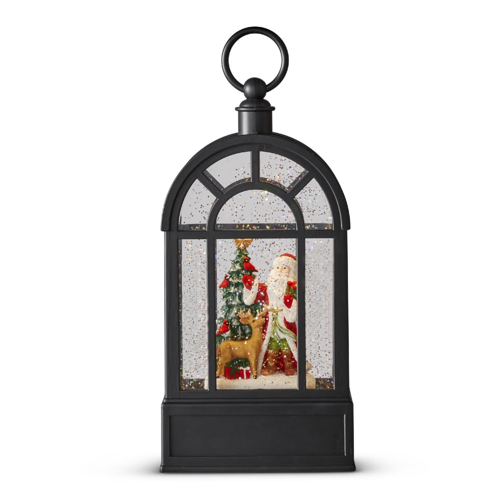 10" LIT WTR GRNHSE SANTA/DEER