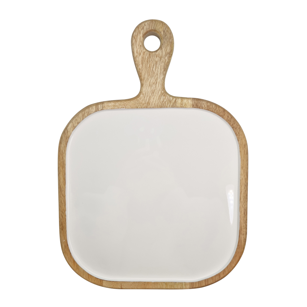 CorinneSquare Tray Wh/Nat 26x26