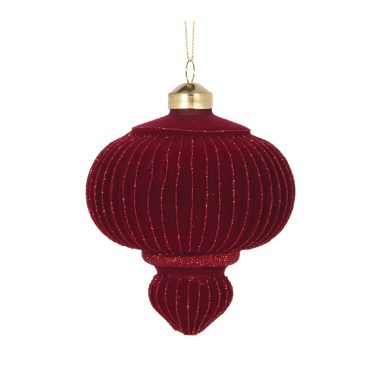 Burgundy Velvet Rib Drop Bauble
