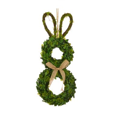 BOXWOOD BUNNY WREATH W/BOW