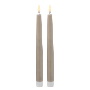 Hughe LED Taper Candle S/2 Taupe