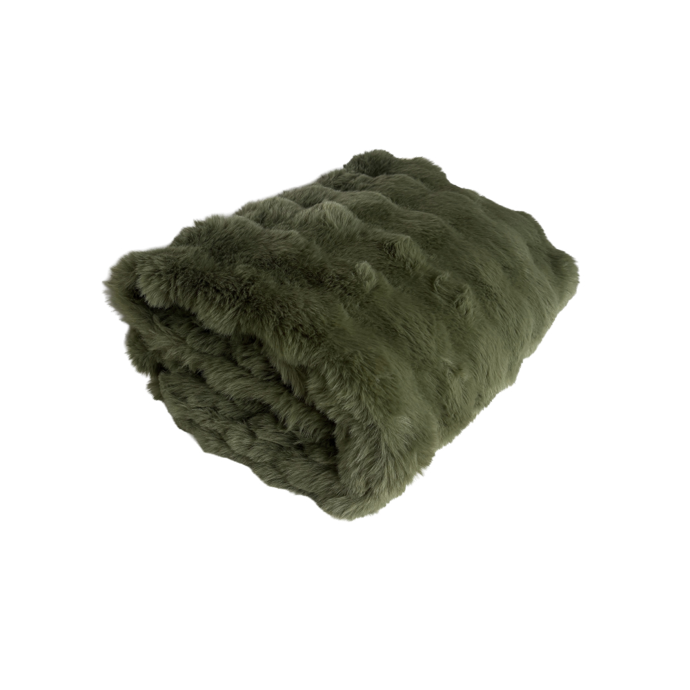Mallow Faux Fur Throw Green130x180