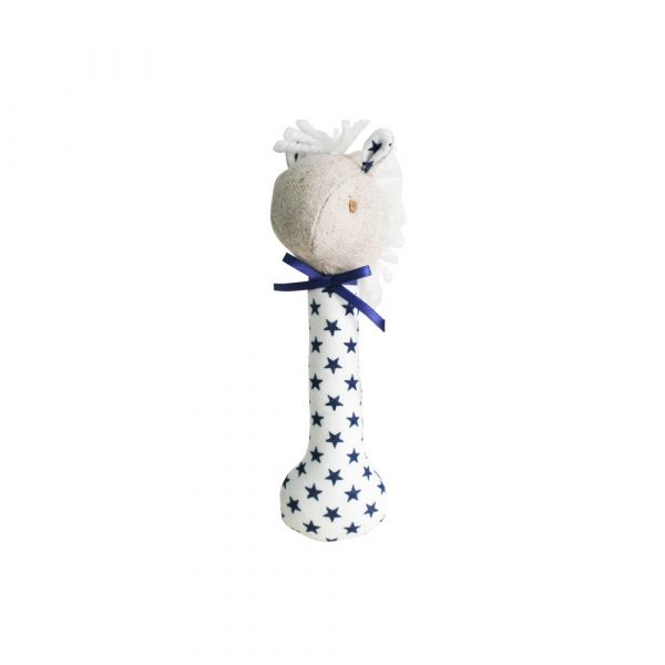 Horse Stick Rattle White Navy Star