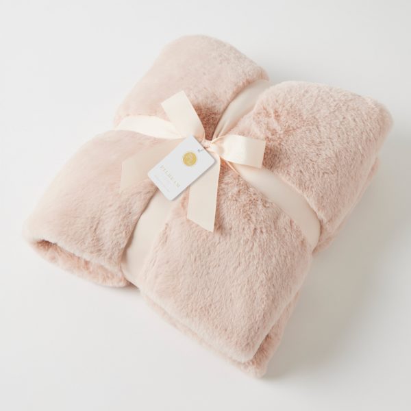 Muse Faux Fur Throw-Dusty Pink