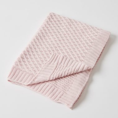 Pink Basket Weave Knit Blanket