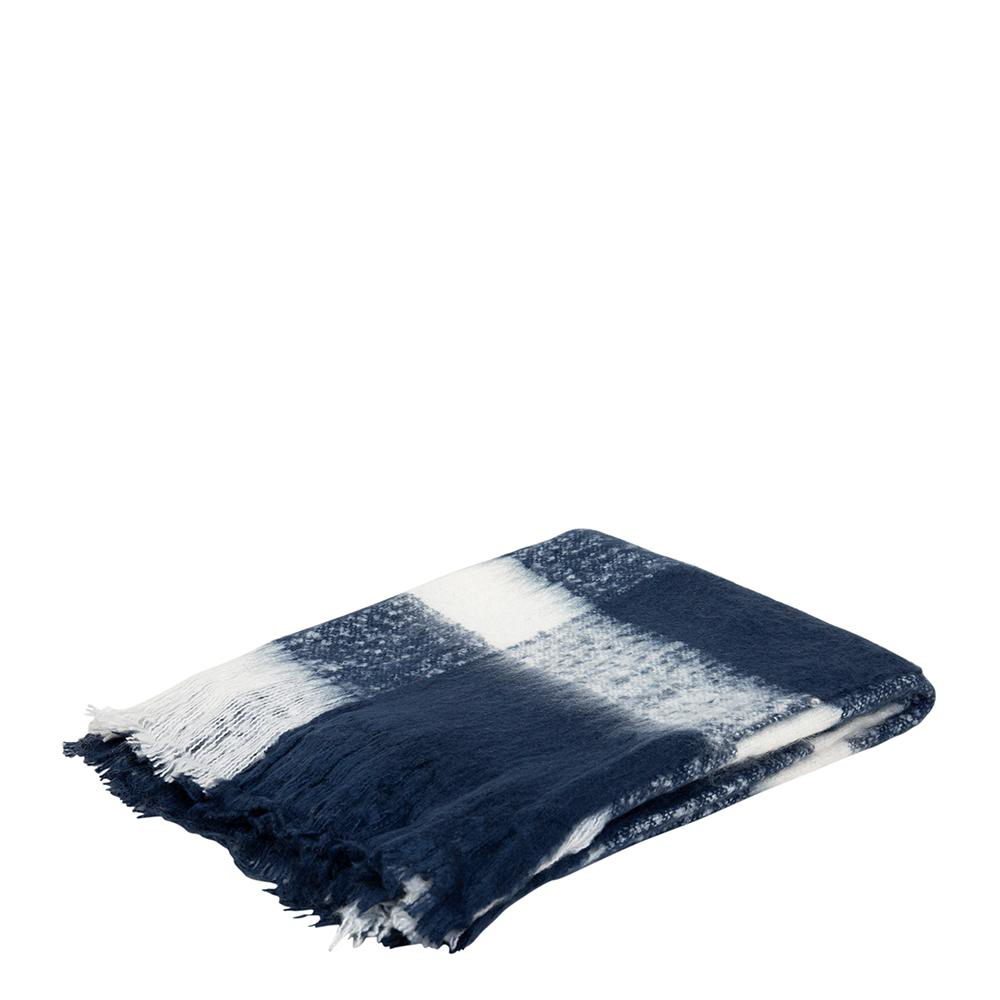 Wren Faux Mohair Throw Navy White