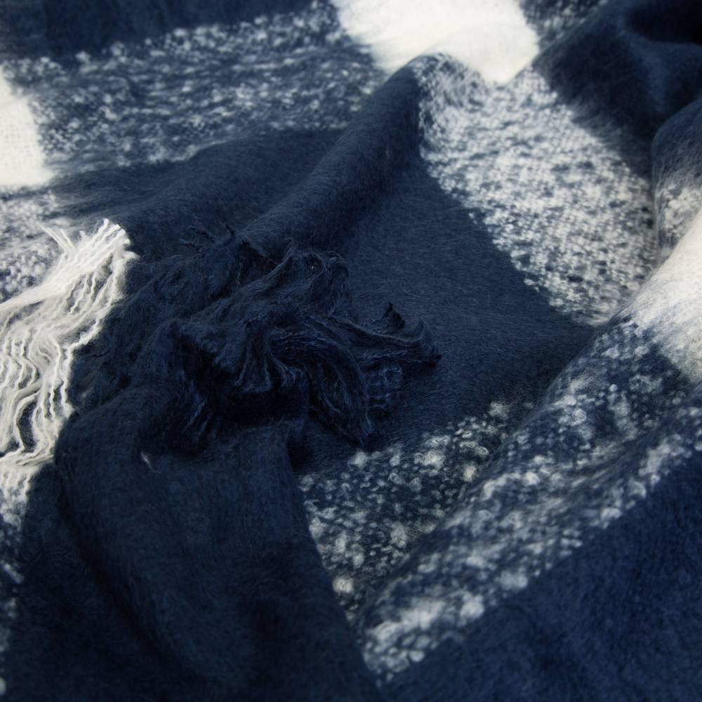Wren Faux Mohair Throw Navy White