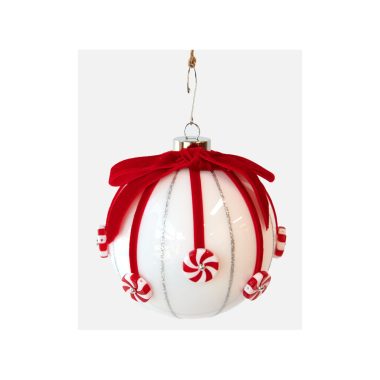 CANDY BALL ORN WH/RD