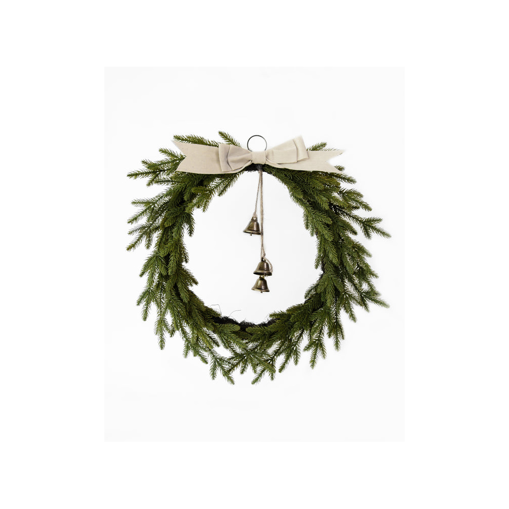 PINE WREATH W/BOW & BELL