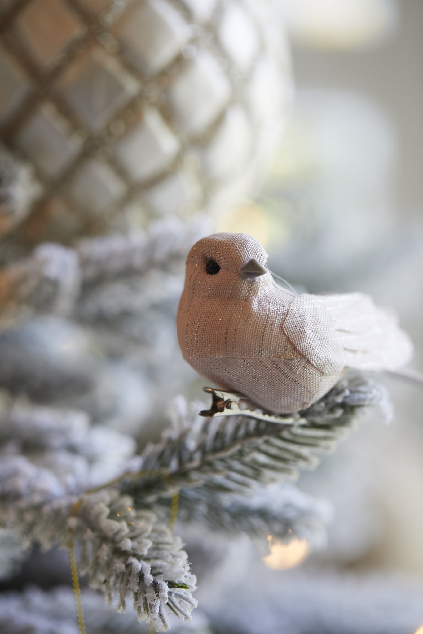 Cream Fabric Clip Bird