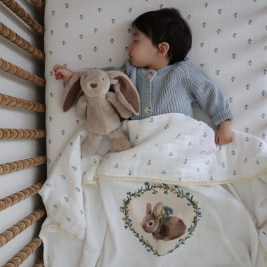 Heirloom blanket - Bunny and blue floral
