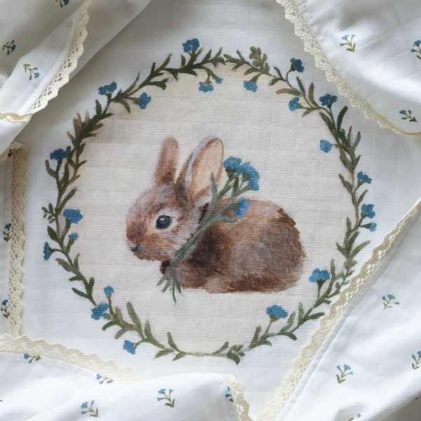 Heirloom blanket - Bunny and blue floral