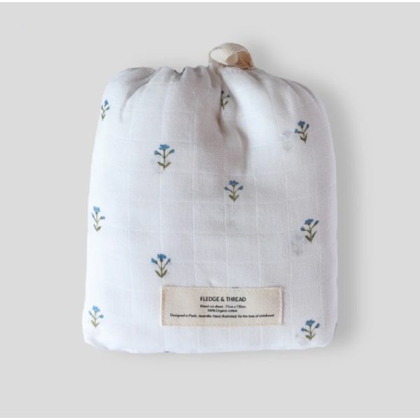 Cot Sheet - Blue Floral