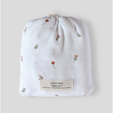 Cot Sheet - Cream Flora