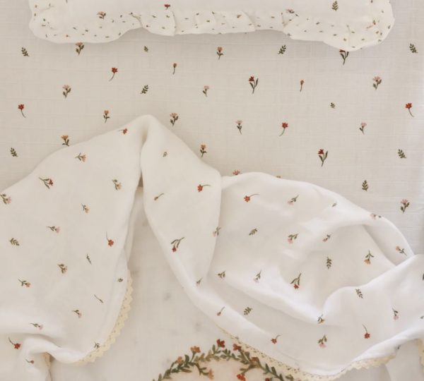 Cot Sheet - Cream Flora