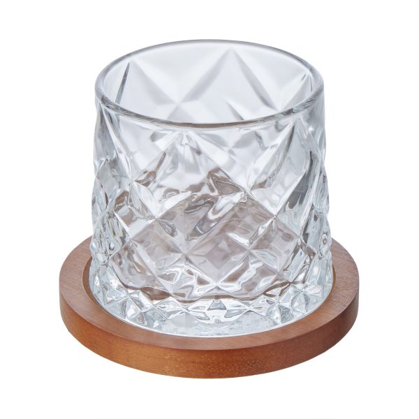 Etched Whisky Glasses with Coasters S/2