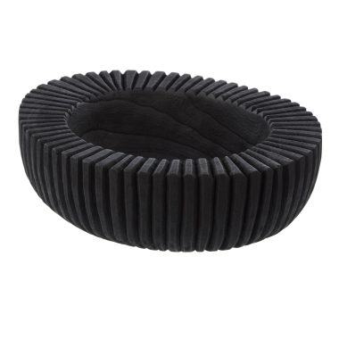 Picton Ribbed Timber Bowl Blk