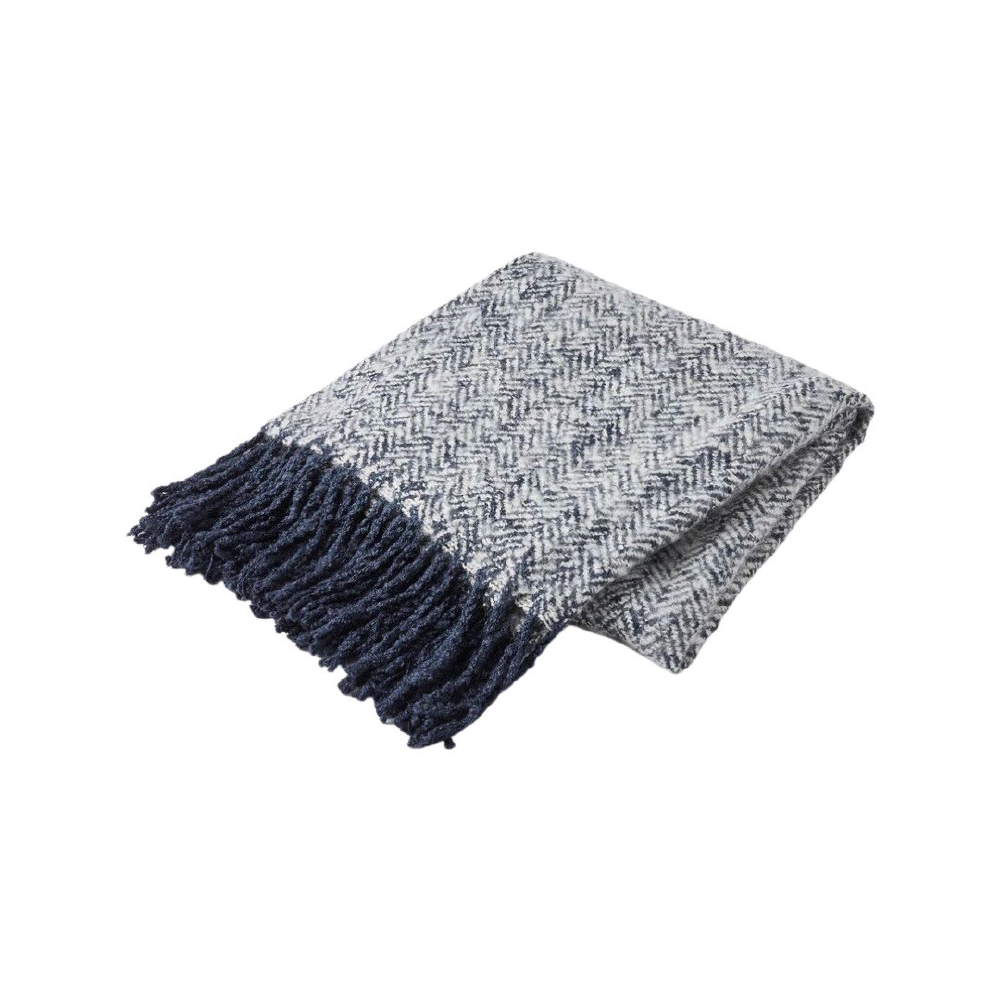 HERRINGBONE THROW NAVY 127X152