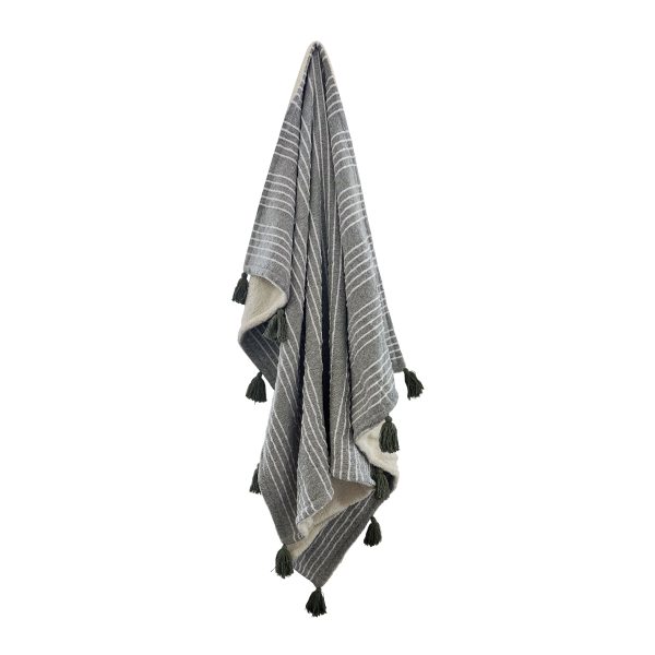 Mandy Stripe Throw Forest Green/Ivory
