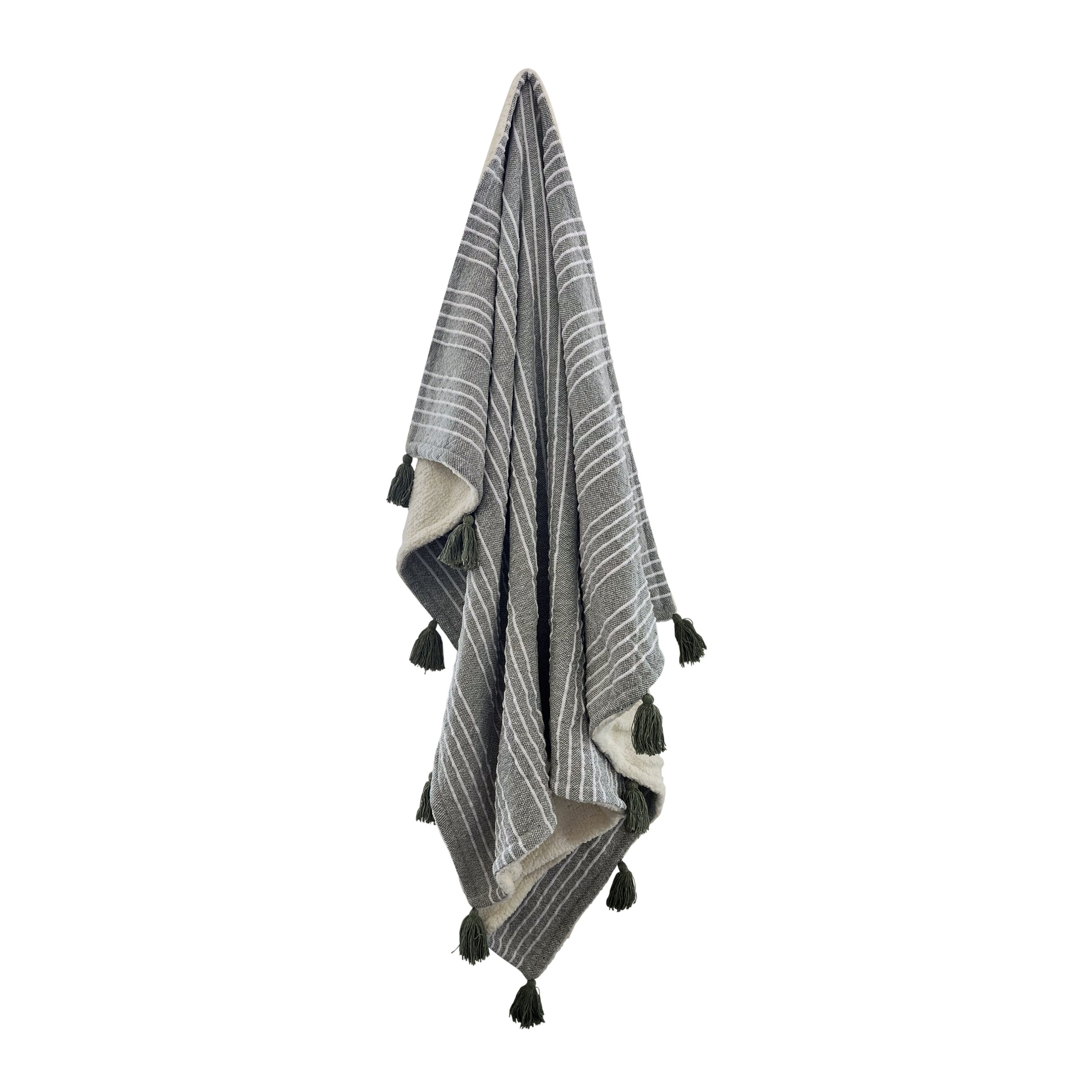 Mandy Stripe Throw Forest Green/Ivory
