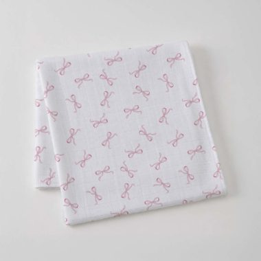 J&G Pink Bow Muslin Wrap