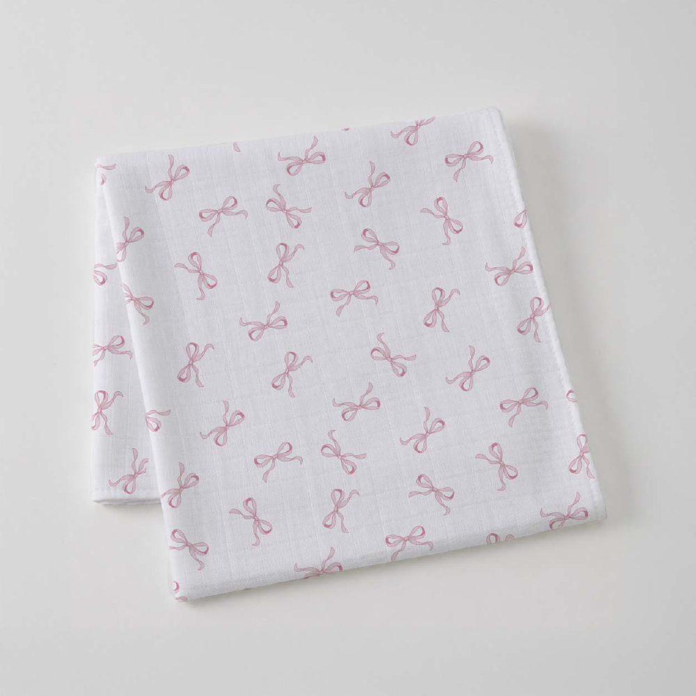 J&G Pink Bow Muslin Wrap