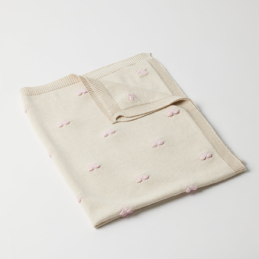 Bow Knitted Baby Blanket