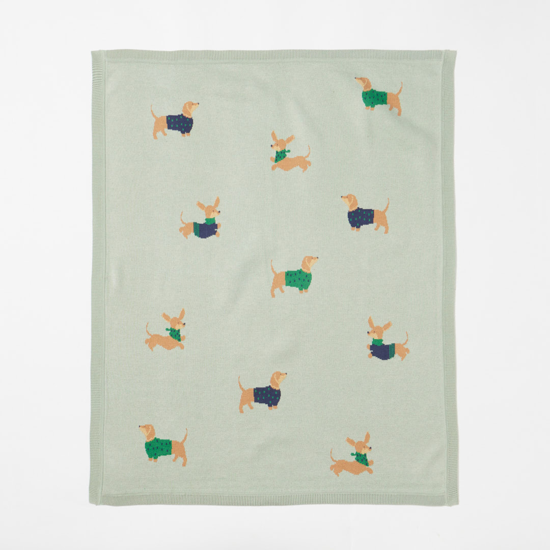 Dachshund Knitted Baby Blanket