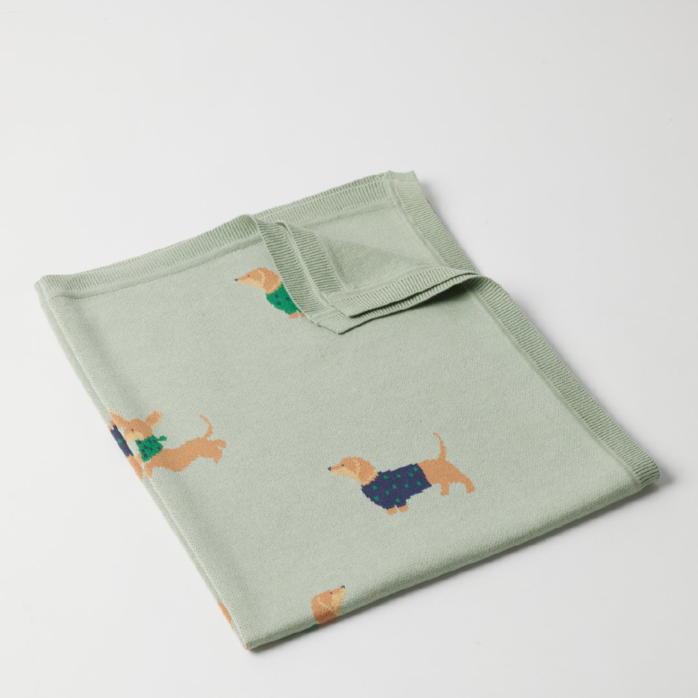 Dachshund Knitted Baby Blanket