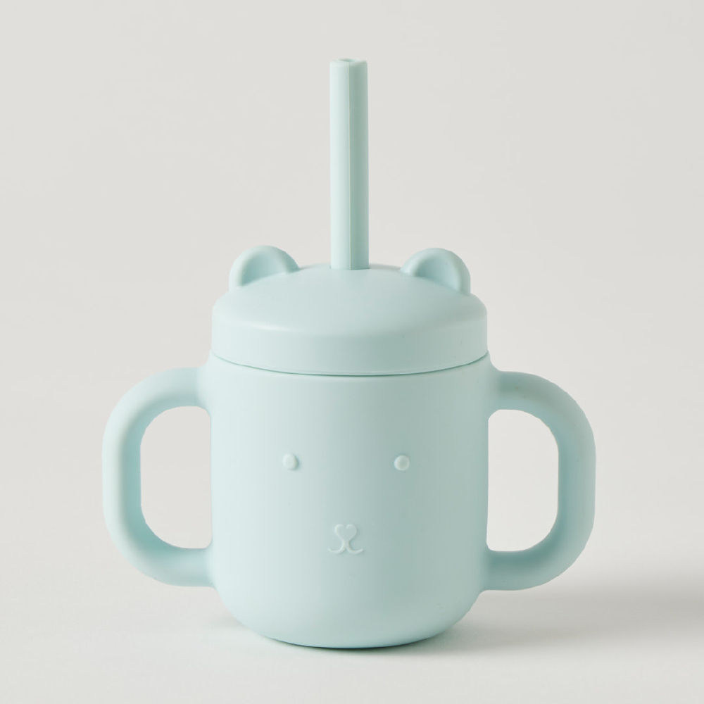 Riley Silicone Sippy Cup w/Straw Blue