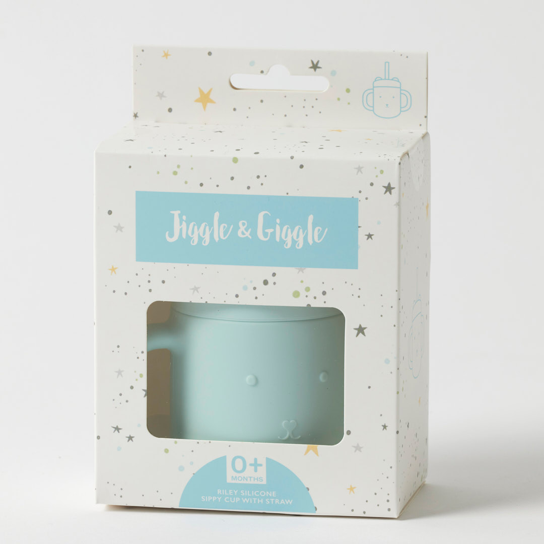 Riley Silicone Sippy Cup w/Straw Blue