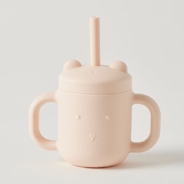Riley Silicone Sippy Cup w/Straw Peach
